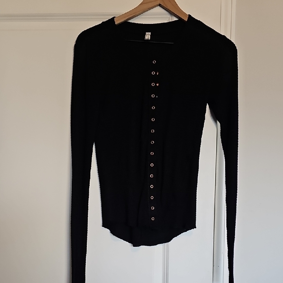 Free People Black Button-Down Shirt - Picture 1 of 4